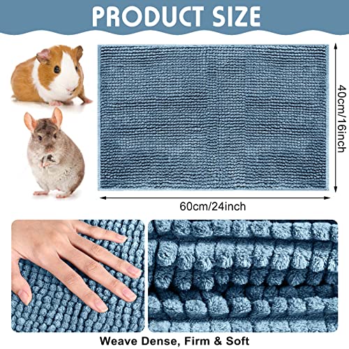 4 Pcs Guinea Pig Cage Liner 16 x 24 Inch Washable Chenille Pee Pads Pet Dog Cat Bedding Training Mat Reusable for Small Animals Puppy Bunny Hamster Chinchilla - color: Blue, size: 16 x 24 Inch, style: Low Pile Chenille
