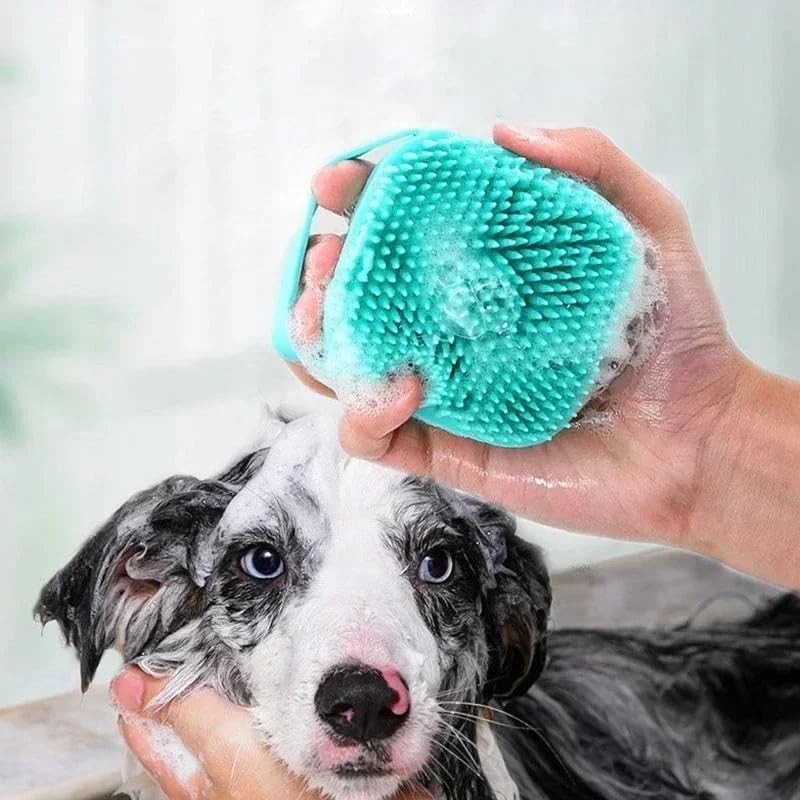 Soft Silicone Pet Brush - Invigorating Massage & Easy Cleaning for Dogs and Cats - Built-In Shower Gel Dispenser for Pampering Grooming Sessions - color: Pink