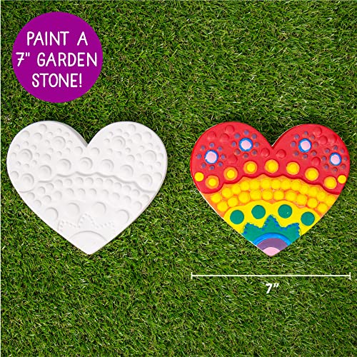 Creative Roots Mosaic Heart Stepping Stone, Includes 7-Inch Ceramic Stepping Stone & 6 Vibrant Paints, Mosaic Stepping Stone Kit, Paint Your Own, DIY Stepping Stone Kit for Kids Ages 8+ - style: Heart