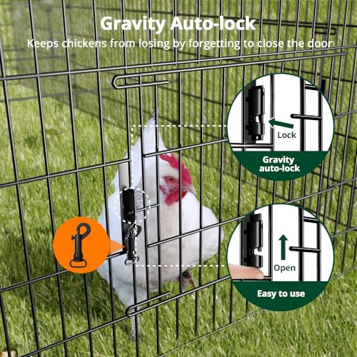 Chicken Coop, 130"×40"×40" Chicken Run Pen with Cover for Yard | Waterproof Sunshade Cover, Auto-lock Door, Ground Stake, Metal Portable Chicken Tractor for Poultry, Rabbits & Small Animals - size: 130.0"L x 40.0"W x 40.0"H