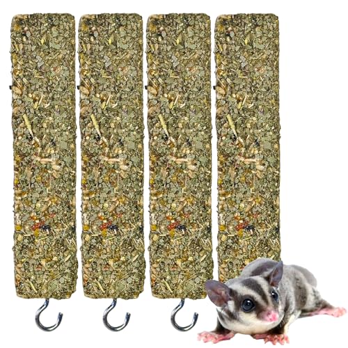 4PCS Sugar Glider Treats,Natural Eucalyptus Chew Sticks - Nutrition Crunch Treat with Egg Vegetables Leaves Oats Honey for Sugar Gliders - size: 2.65 Ounce (Pack of 4)
