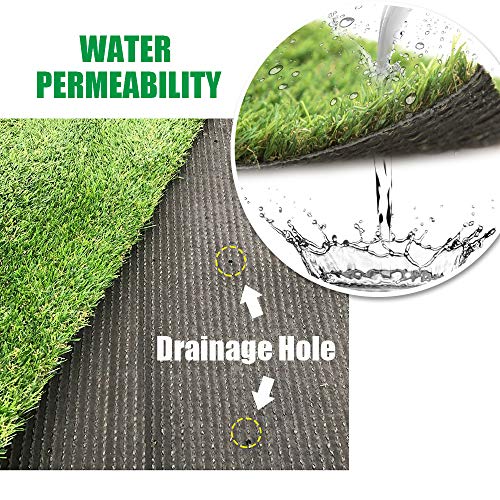 Artificial Grass Lawn Turf 5 FT x 8 FT(40 Square FT) 0.8inch Realistic Synthetic Grass Mat, Indoor Outdoor Garden Lawn Landscape for Pets,Fake Faux Grass Rug with Drainage Holes - size: 5FTx8FT