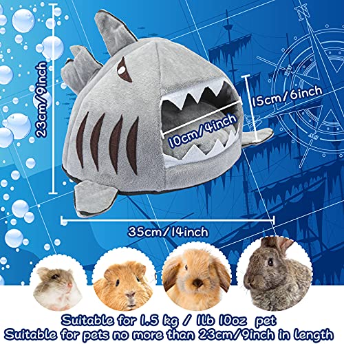 Jetec Shark Guinea Pig Bed Hideout Guinea Pig Animals Bed House Warm Small Hamster Nest Sleeping Mat Cushions Dutch Hamster Hedgehog Rat Chinchilla(Gray) - color: Gray