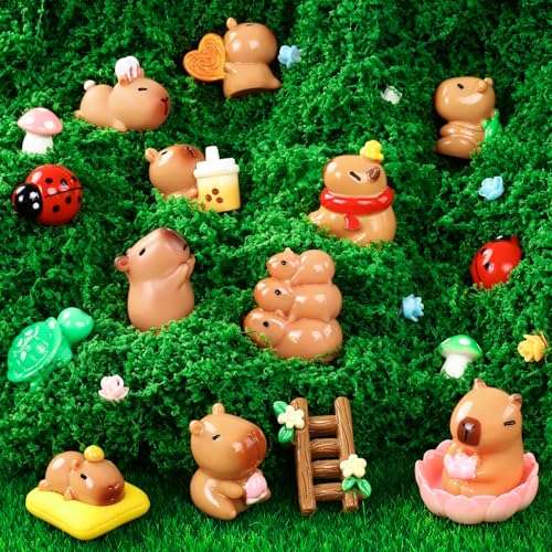 33 Pcs Mini Capybara Figurines 25 Style Adorable Resin Capybaras Miniatures Mini Capybara Cake Toppers Set for DIY Fairy Garden Car Dashboard Moss Landscape Home House Birthday Party Decor - style: 33Pcs-Capybara