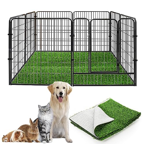 Fasmov 4 Pack Artificial Grass Guinea Pig Pee Pads, 15.7 × 23.6 Inch Fake Grass Rug Rabbit Grass Mat Dog Grass Pee Pads Artificial Turf Pet Grass Mat, Reusable Puppy Training Turf Mat