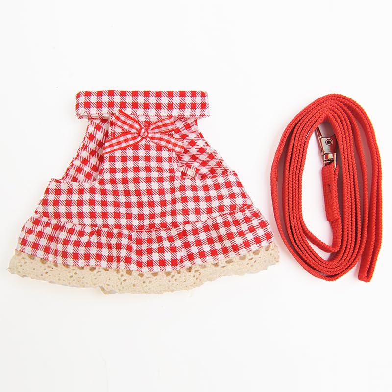 Squirrel Harness and Leash Set,Small Animal Dress Vest for Fancy Rats, Sugar Gliders and Small Pets, Adjustable Walking Outfit with 4FT Leash,Red Plaid, S,1530-1 - color: Red Plaid, size: S: 4-6" Neck, 6-7.5" Chest, Squirrel/Rat