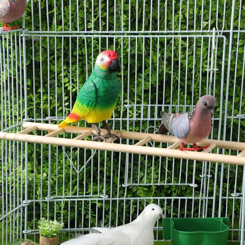 14.7 Inch Bird Ladder for Parakeets and Cockatiels, 8-Step Natural Wood Parrot Climbing Toy with Stainless Steel Hooks - Safe Chewing Cage Accessory