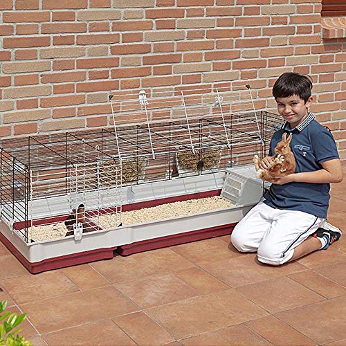 Ferplast Krolik Extra-Large Rabbit Cage w/Wire Extenstion | Rabbit Cage Includes All Accessories & Measures 55.9L x 23.62W x 19.68H & Includes All Accessories | 1-Year Manufacturer's Warranty - style: Rabbit Cage w/ Wire Hutch