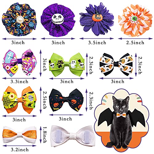 PET SHOW 4pcs Small Dogs Collar Flowers and Bows Charms For Festival Holiday Party Cats Rabbits Slides on Collars Leashes Puppies Medium Dog Collar Attachment - color: Halloween-12pcs
