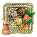 Hamiledyi Rabbit Seagrass Activity Mat Bunny Mat Rabbit Enrichment Toys Rabbit Chew Toys for Teeth Seagrass Protector Mat Small Animal Toys for Rabbit Bunny Chinchilla Guinea Pigs Rodent Pets - color: A