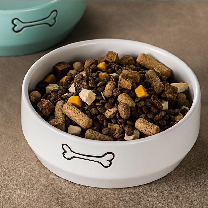 6.5" Ceramic Dog Bowl Pet Feeding Bowl 20oz (Cream/White, 6.5 / Large) - color: Cream / White