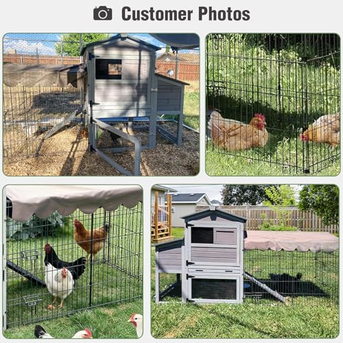 Mobile Chicken Coop with Run, Large Outdoor Wooden Poultry Cage Hen House with Wheels, Nesting Box, Pull-Out Tray, Waterproof Roof, Grey, 79.1" L x 25.2" W x 43.6" H, for 4-6 Chickens - size: 79.1"L x 25.2"W x 43.6"H