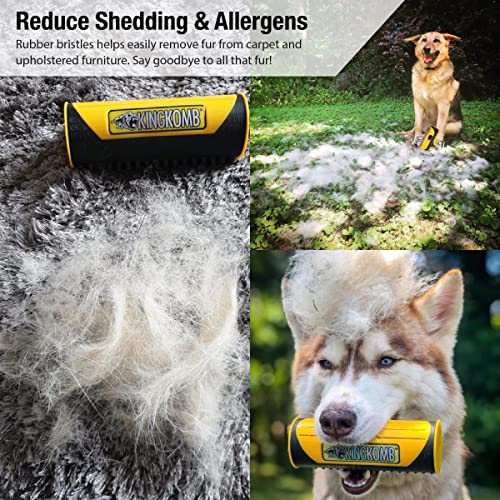 King Kanine Deshedding Dog Brush - Self Cleaning Deshedding Brush for Cats Dogs and Horses - Pet Comb for Grooming and Removing Loose Hair - Designed for Short to Medium Coats of All Stages - size: Large (Pack of 1)