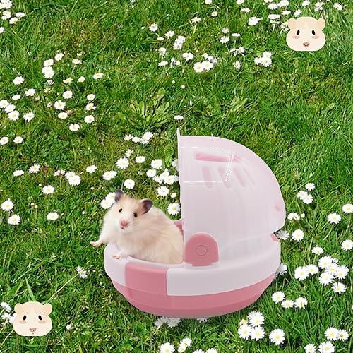 Hamster Carrier Cage Portable Cages Small Animals Carry Travel Case with Water Bottle Plastic Breathable Guinea Pig Outgoing Cage for Dwarf Hamster Ferret Chinchillas Hedgehog (Pink) - color: 【Pink】