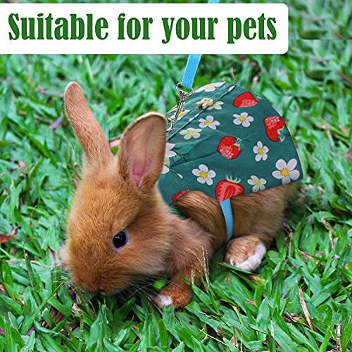 Weewooday 3 Sets Rabbit Bunny Harness and Leash Gift, Cute Bunny Clothes for Rabbits Dress Costume Walking Harness Escape Proof Pet Supply for Hedgehog Ferret Squirrel(Peach, Pineapple, Strawberry)