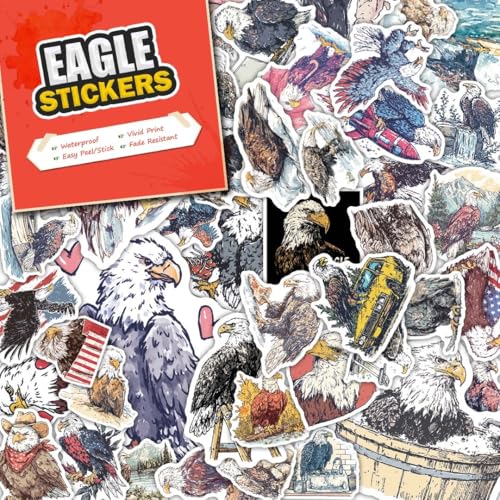 100 PCS Eagle Stickers Pack – Waterproof Vinyl Decals for Water Bottles, Laptops, Phones, Notebook, Cars – Cool Vibrant Graphics for Eagle Enthusiast - color: Eagle