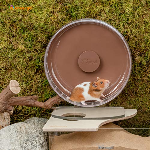 Niteangel Super-Silent Hamster Exercise Wheels: Quiet 10 inch Running Wheel | Can 10.6-13.4" Adjustable Height - No Bend Back Spinner Running for Dwarf Syrian Hamster Gerbils Mice Or Other Small Animal - color: Brown, size: Medium