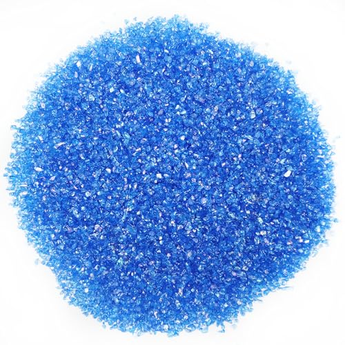 Crushed Glass Glitter, Broken Stones Shattered Glass Chips for Resin Art Crafts, Epoxy Resin Supplies, Geod Painting, DIY Art Projects, Jewelry Making, 2-4mm, 200g/7oz (Sapphire Blue) - color: Sapphire Blue