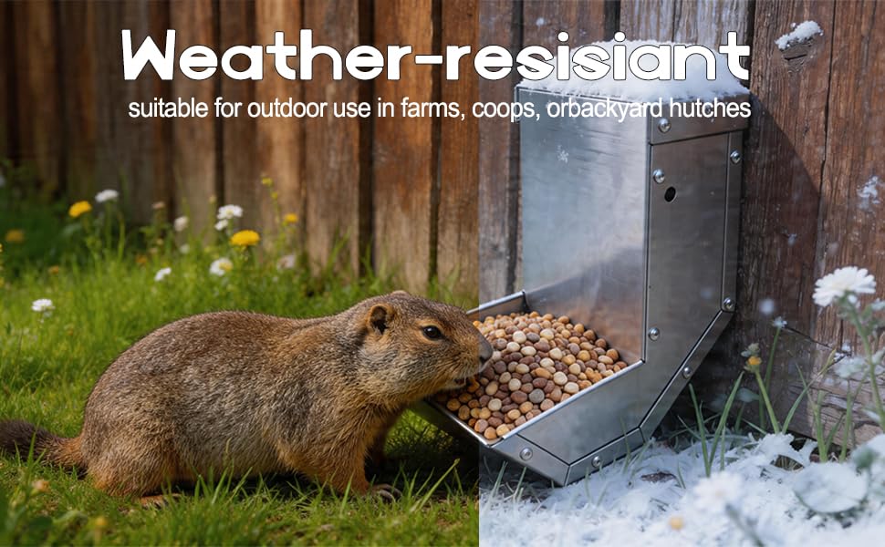 Small Animal Gravity Feeder 4 Pcs - Stainless Steel Pet Feeding Rabbits Feeder, Anti-Corrosion Durable with Sliding Lid for Indoor Outdoor Cage Use - size: 4 pcs