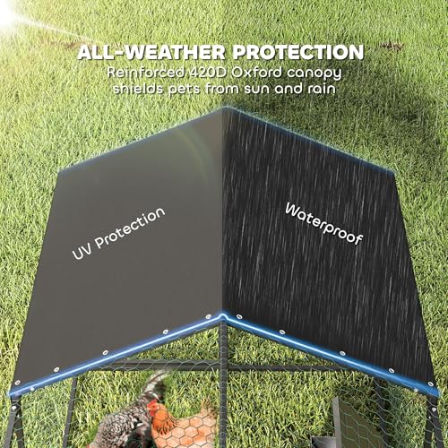 PawHut Large Metal Chicken Coop Chicken Run, Cover 3-5 Poultry 118"x39"x39" | Waterproof, Anti-UV, Outdoor Poultry Cage Rabbit Hutch, Backyard Farm, for Duck, Cat
