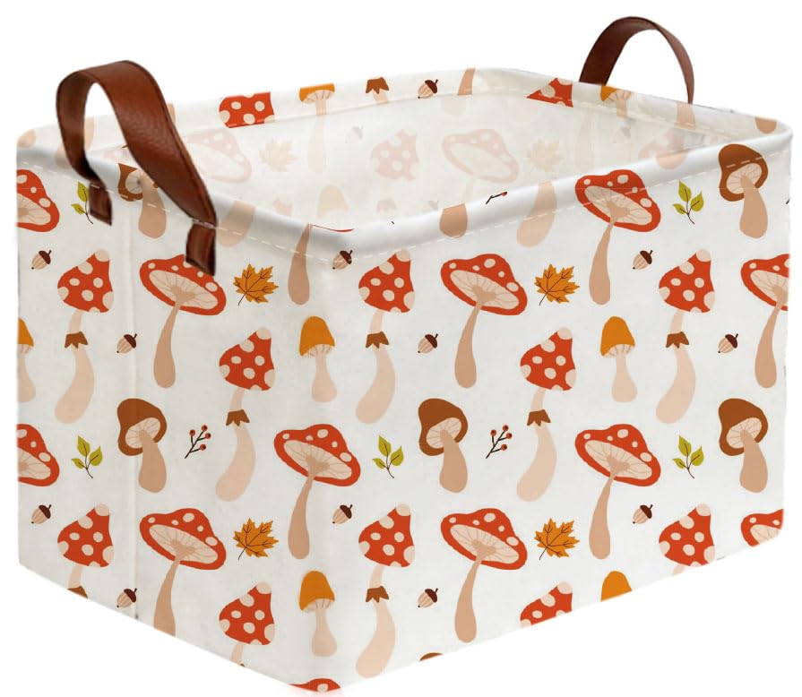 Sanjiaofeng Rectangular Kids Basket Cute Storage Bins,Mushroom Storage Basket with Handles.Clothers,Books,Kid's Gifts Bins. (Mushroom) - color: Mushroom