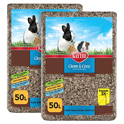 Kaytee Clean & Cozy Natural Paper Bedding, 100 Liter | Keeps habitats fresh. Small animal bedding for rabbits, guinea pigs, hamsters. Hamster bedding odor control, 99% dust-free - size: 100 Liter