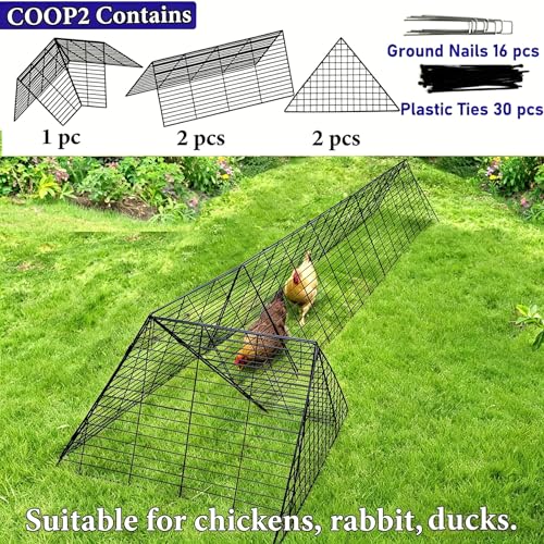 Heavy Duty Chicken Run Tunnel for Yard & Outside, Foldable & Expandable Chicken Tunnel, Portable Predator-Proof Poultry Playpen for Chickens, Rabbits & Ducks - size: Coop 2