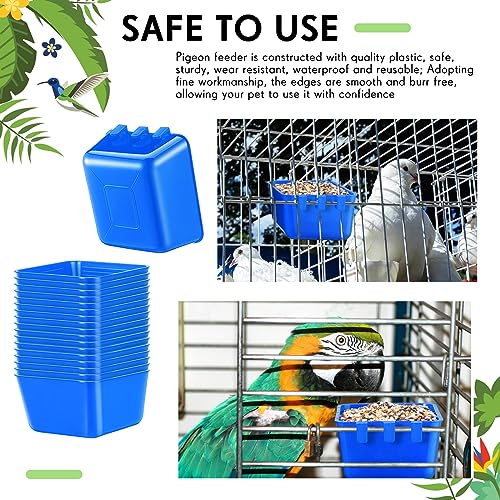 50 Pcs Cage Cups Chicken Feeder Cups 16 oz Hanging Bird Food Water Bowl Bunny Cage Feeding Dish for Pet Parrot Rooster Parakeet Poultry Pigeon(Blue) - color: Blue