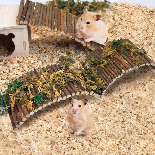 PINVNBY 8 PCS Hamster Wooden Ladder Bridge Tunnel Hide, Hamster Cage Accessories for Chinchillas Guinea Pigs Mouse Rat Ferre, Rodents Natural Hideout for Small Animals - color: 8 PCS, Fruitwood