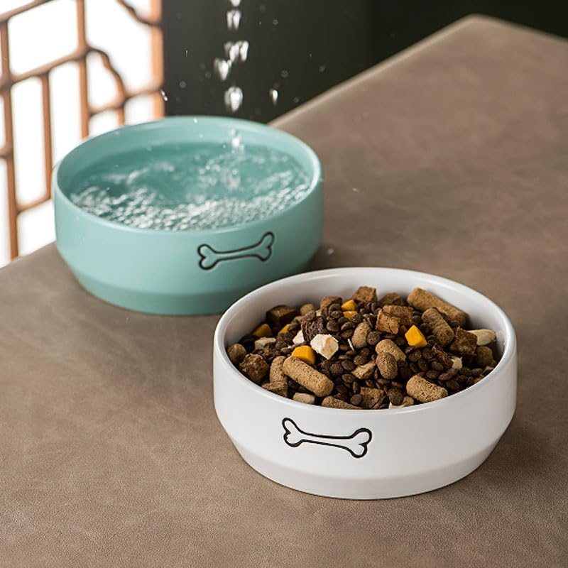 6.5" Ceramic Dog Bowl Pet Feeding Bowl 20oz (Goose Grey, 6.5 / Large) - color: Goose Grey