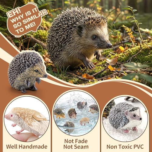 8PCS Mini Hedgehog Figure, Forest Animal Toys, Fairy Garden Decor | Plant Decorations for Pots, Garden decorations, Solid Animal Toys, Woodland Cake Decoration, Kid Birthday Holiday Party Gifts