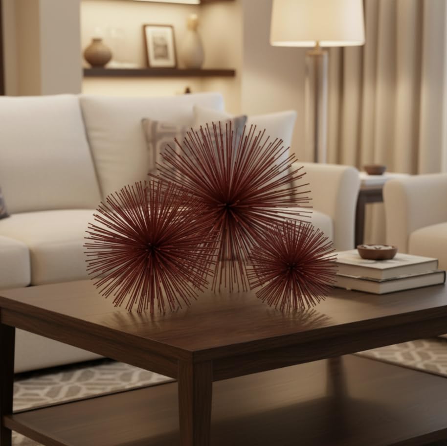 Modern Day Accents 5250 Erizo Spiked Large Red Sphere, 10" D - color: Red, size: Large
