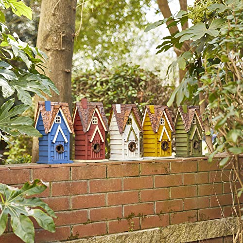 Glitzhome 12" H Green Hanging Distressed Solid Wood Garden Bird House Decorative Birdhouse - color: 12"H Green