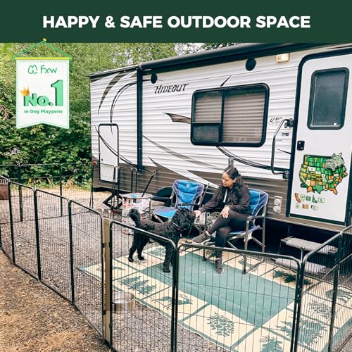 FXW Instant Dog Playpen, RV Camping, Outdoor & Yard, 24" H, 16 Panels | Portable, Easy setup, Heavy-duty, DIY layouts, For Puppies & Small Dogs, Patented - size: 24"H