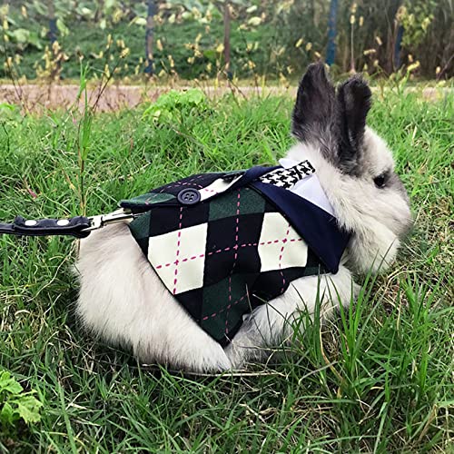 Bunny Harness and Leash,Adjustable Soft Guinea Pig Clothes Pet Rabbit Ferret Harness Costumes for Small Animals Dress - color: Green, size: Medium