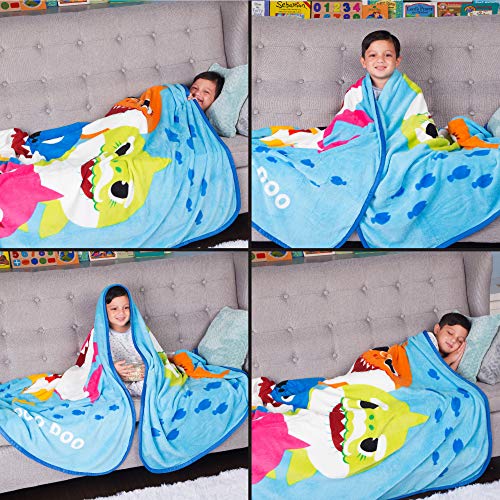 Franco Kids Bedding Super Soft Plush Micro Raschel Blanket, 62 in x 90 in, Baby Shark - color: Baby Shark, size: 62 in x 90 in