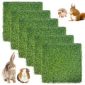 Hamiledyi 6 Pcs Artificial Rabbit Grass Mats Reusable Plastic Bunny Mat 11.8" x 11.8" Washable Turf Fake Grass Guinea Pig Pee Pads for Rabbit Chinchilla Small Pets Indoor Outdoor Trainer - size: 6 Pcs