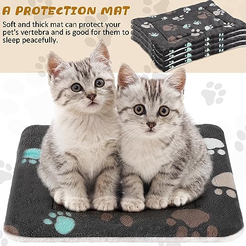 4 Pack Ultra Soft Dog Cat Bed Mat Small Animal Guinea Pig Bed with Cute Print Reversible Fleece Dog Crate Kennel Pad Cozy Washable Thickened Hamster Pet Beds Mat(13 x 19 Inches,Black) - color: Black, size: 13 x 19 Inches