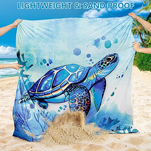WIWIGO Beach Blanket Mat Waterproof Sandproof for 2-8 Adults Quick Drying | Extra Large, For 2-8 Adults,Windproof, Outdoor Picnic Mat, Beach Accessories Must Have,Gifts, for Travel, Camping, Hiking - color: Blueturtle, size: 120" X 108"（1-8person）