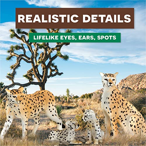Terra by Battat Cheetah Family Animal Figurines, 4-Piece Toy Set, Animals | 4 plastic cheetah toys with 2 adults and 2 cubs; realistic zoo safari animal figures for play, collecting, and; 3+ Years - style: Cheetah Family