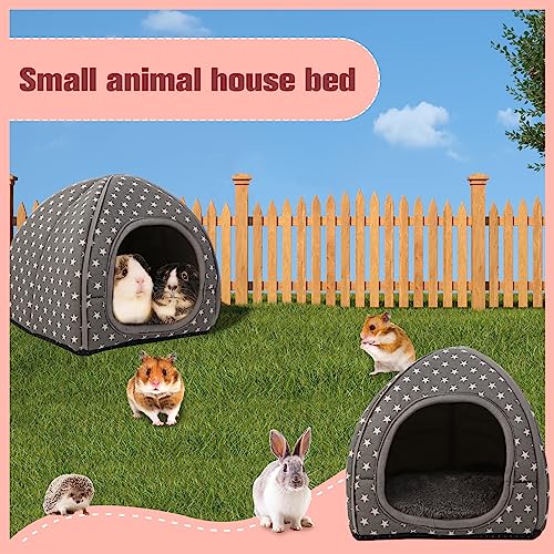 Cozy Guinea Pig Hideout Bed Soft Fleece Material Removable Cushion Washable and Dryer Friendly Perfect Cage Accessories for Rabbits Hamsters Hedgehogs - color: Grey