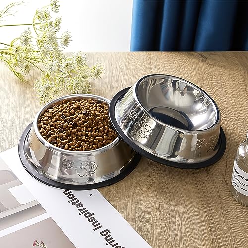8 Pack Stainless Steel Dog Bowls Metal with Rubber Base Non-Slip Pets Puppy Cats Feeding Food and Water Bowls Dishwasher-Safe for Indoor Small Medium Large Dogs Cats Kitten Rabbit(7 oz) - size: 7 oz