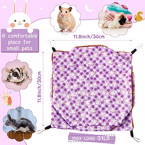 Weewooday 3 Pcs Rat Hammock 3 Tier Ferret Hammock Cage Hanging Bed Cage Accessories for Pet Guinea Pig Hamster Parrot Sugar Glider Ferrets Rat Chinchilla Playing Sleeping(Blue, Purple, Green) - color: Blue, purple, green