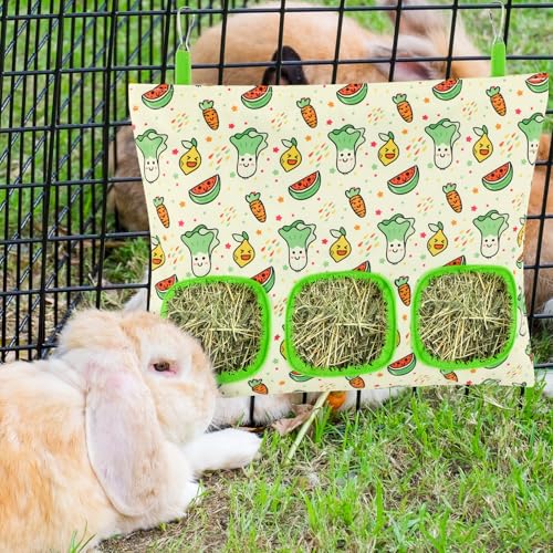 UPINS 2 Pack Guinea Pig Hay Feeder Bag,Bunny Rabbit Cage Bag Hanging Holder | Guinea Pig Cage Feeder,for Bunny Rabbits,Chinchillas,Hamsters,Small Pets,and Animals - color: Red Green, size: 34 x 28 cm
