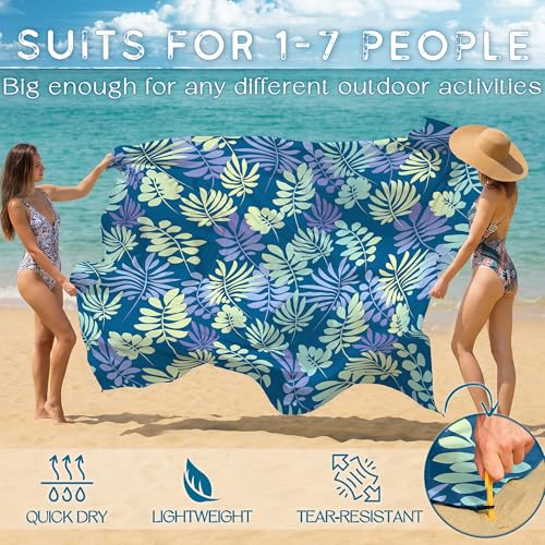 BYDOLL Beach Blanket Waterproof Sandproof,78''X81''/78''X110'' Large Sand Free Oversized Lightweight Sand Resistant Blanket, Picnic Mat for Beach Travel Camping Hiking Essentials - color: Leaves, size: 78''X110"
