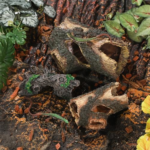 IBWell Aquarium Wood Fish Tank Decorations，Resin Fake Logs Terrarium DÉCor, Reptile Hide Aquarium Hideout for Fish Cave, Small Turtles, to 20 Gallon Tank - size: 5.3"*2.0"*8.9"