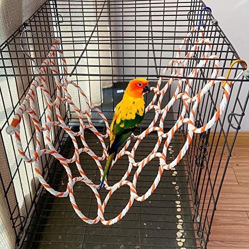 2 Pcs Bird Swing Climbing Rope Net Toys 14" x 24" Parakeet Hemp Rope Perch Swing Ladder Bridge Hanging Hammock Small Animal Activity Toy for Parrot Lovebirds Hamster Mice Rat Ferret (Random Color)