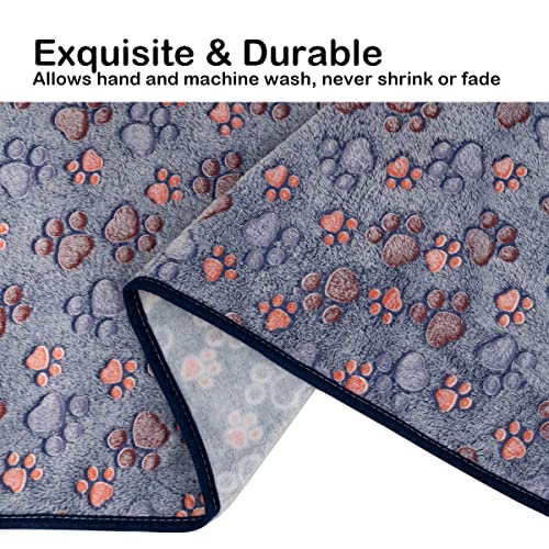 Dono 1 Pack 3 Dog Blankets, Soft Fluffy Fleece Pet Blanket Warm Sleep Mat Paw Print Design Puppy Kitten Throw Blankets Doggy Blanket for Dogs - color: Nude/Gray/Blue, size: Small(23*16")