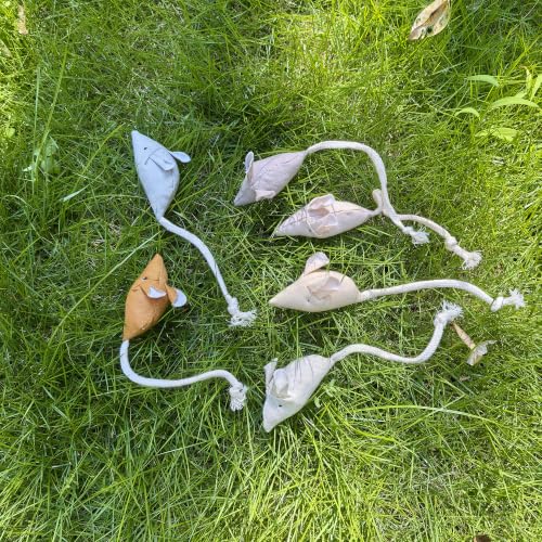 Catnip Mice Cat Toys, 6 Pcs Interactive Fabric Mouse Toys for Indoor Cats | Handcrafted,Durable Soft,Catnip & Silvervine Blend,Interactive Play,Encourages Chasing, Chewing,Kitty Exercise and Fetch Toy - size: Small