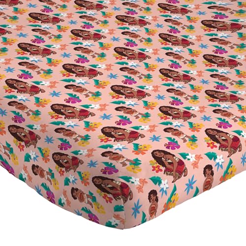 Jay Franco Kids Sheet Set with Fitted, Flat Sheets & Pillow Cover - Ultra-Soft Bedding with Pillowcase for Room Decor, Pink - Moana, 4 Piece Queen - color: Pink - Moana, size: 4 Piece Queen